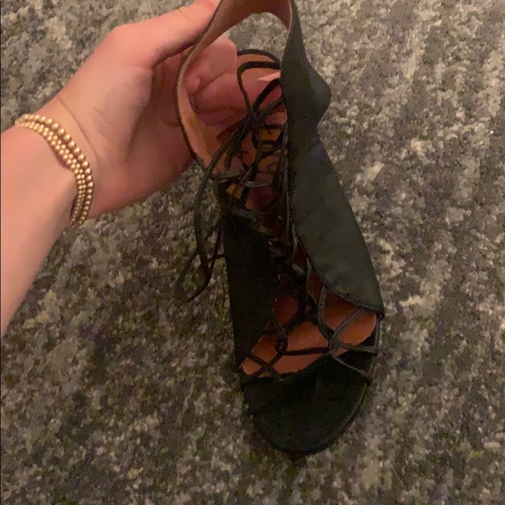 MTNG Lab black tie up heels